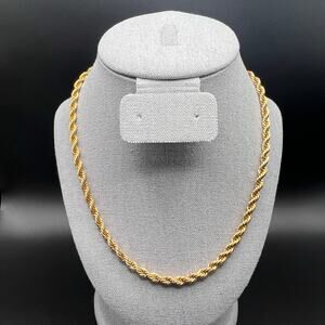 14K Gold Plated Rope Chain Necklace 18.5”